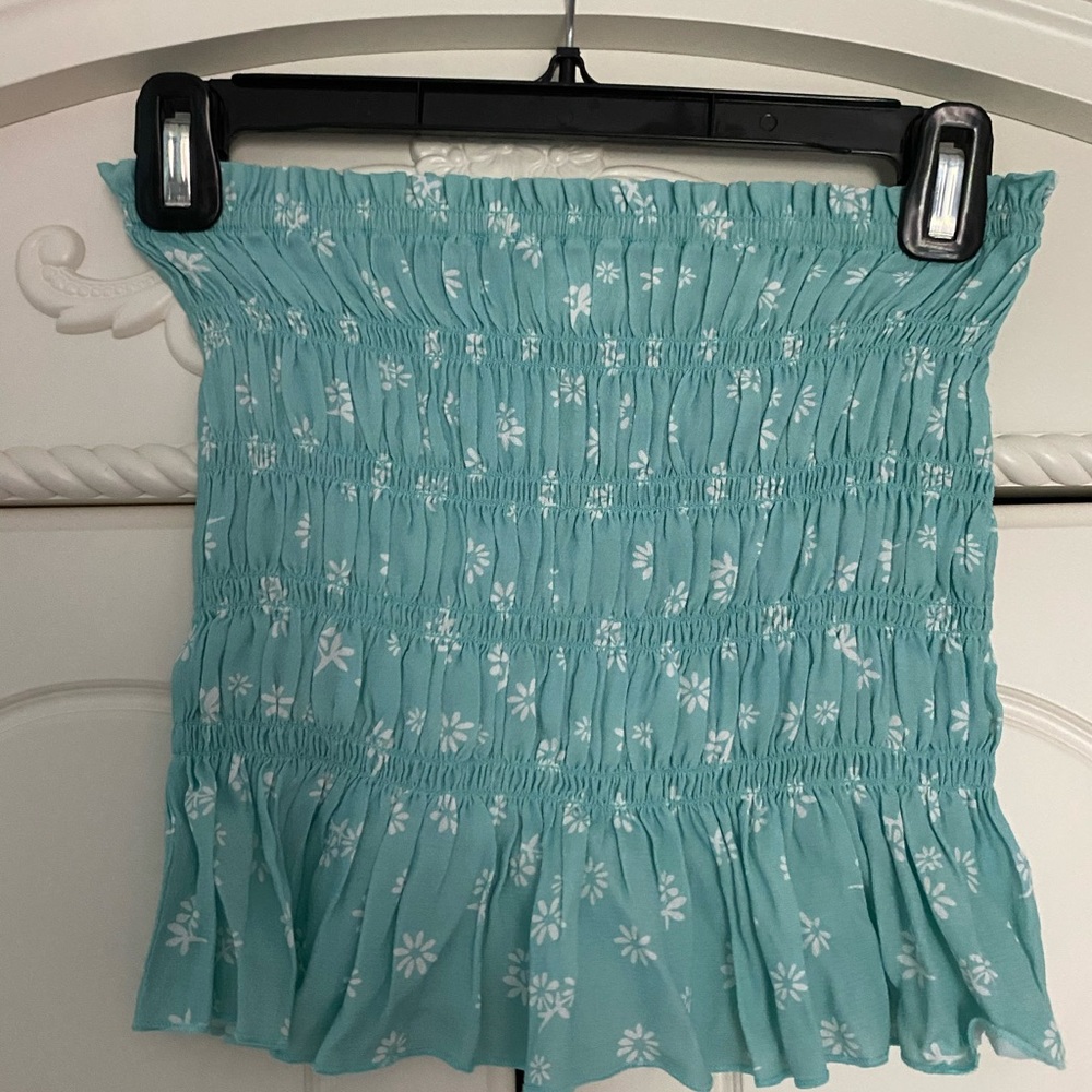 blue life floral tube top